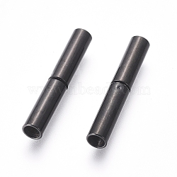 304 Stainless Steel Bayonet Clasps, Column, Electrophoresis Black, 21x3mm, Hole: 2.5mm(STAS-M274-006B)