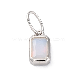 925 Sterling Silver Cubic Zirconia Charms, Colours, Rectangle, White, 8x5x2mm, Hole: 5x3mm(STER-NH0014-01P-06)