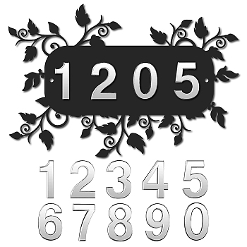 DIY House Number Kits, including Iron Wall Mounted Address Plaques and Resin Mailbox Number Stickers, Mixed Color, Address Plaques: 200x300x1.5mm, Stickers: 69~70x29~54x9mm