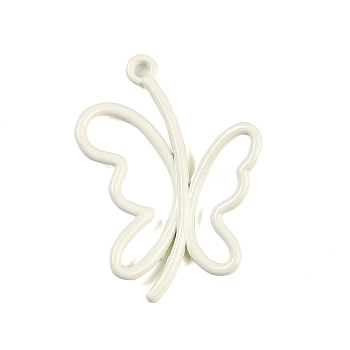 Baking Paint Alloy Pendants, Butterfly, White, 26x19x2mm, Hole: 2mm