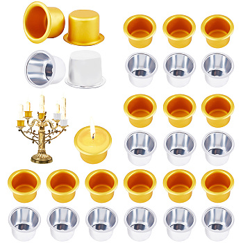 30Pcs 2 Style Aluminum Candle Cup, for Jar Candle Accessories, Hat Shape, Platinum & Golden, 1.8~2.7x1.9~2.7cm, Inner Diameter: 2~2.1cm, 15pcs/style