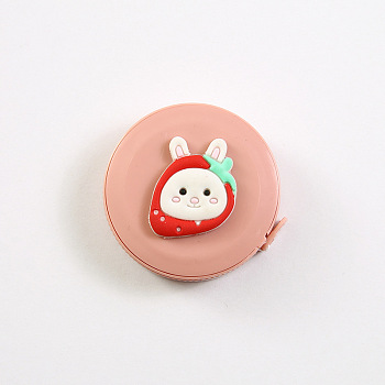 Catoon Rabbit with Strawberry Metric & Imperial Soft Tape Measure, for Body, Sewing, Tailor, Clothes, Pink, 5cm, Tape Length: 150cm(4.92 feet)