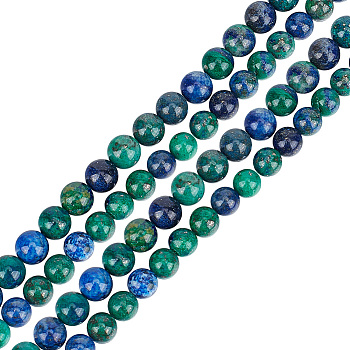 2 Strands Natural Chrysocolla and Lapis Lazuli Beads Strands, Round, Dyed, 6mm, Hole: 1mm, about 62pcs/strand, 15.7 inch