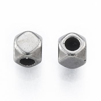 201 Stainless Steel Beads, Cube, Stainless Steel Color, 4x4x4mm, Hole: 2mm