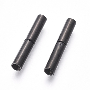 304 Stainless Steel Bayonet Clasps, Column, Electrophoresis Black, 21x3mm, Hole: 2.5mm