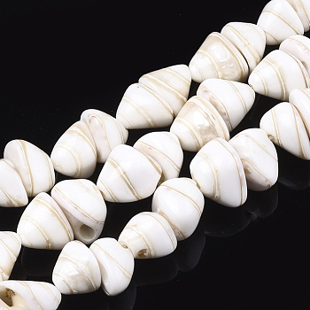Natural Spiral Shell Beads Strands, Cone, 9~11x11~14x9~12mm, Hole: 1mm, about 41pcs/strand, 14.3 inch