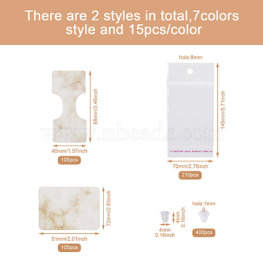210Pcs Marble Pattern Paper Hair Ties & Earring Display Card Sets(CDIS-FW0001-03)-3