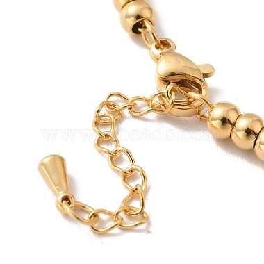 Placage sous vide 304 bracelet à breloques libellule en acier inoxydable avec 201 perles rondes en acier inoxydable pour femme(BJEW-B057-22G)-3