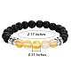 Synthetic Moonstone & Natural Lava Rock Round Beaded Stretch Bracelet(BJEW-SW00060-04)-7