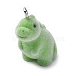 Flocky Resin Pendants, Dinosaur, with Platinum Iron Loop, Green, 22~24x11x12~13mm, Hole: 1.8~2mm(FIND-S001-08G)