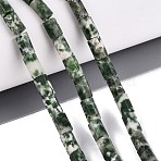 Natural Green Spot Jasper Beads Strands, Hexagonal Prism, 5~7.5x3.5~4.5mm, Hole: 0.6~0.8mm, about 57~64pcs/strand, 14.76~15.55 inch(37.5~39.5cm)(GG-N002-01A-28)