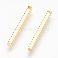 Brass Pendants, Lead Free & Cadmium Free & Nickel Free, Long-Lasting Plated, Rectangle, Golden, 25x2x2mm, Hole: 1.2mm(KK-P150-14G-02)