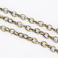 Iron Cable Chains, Unwelded, with Spool, Flat Oval, Nickel Free, Antique Bronze, 4x4x1mm, about 328.08 Feet(100m)/roll(CH-R022-4x4mm-AB-NF)