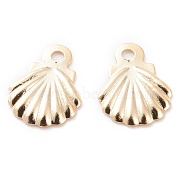 Brass Charms, Shell, Real 24K Gold Plated, 8x6x0.5mm, Hole: 0.9mm(X-KK-Y003-35G)