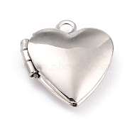 316 Stainless Steel Locket Pendants, Photo Frame Charms for Necklaces, Manual Polishing, Heart, Stainless Steel Color, 15x13.5x4mm, Hole: 1.6mm, Inner Diameter: 6mm(STAS-L258-004A-P)