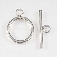 304 Stainless Steel Toggle Clasps, Stainless Steel Color, Ring: 21x16x2mm, Hole: 3mm, Bar: 23x7x2mm, Hole: 3mm(STAS-P190-07)