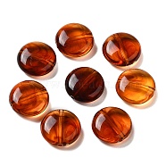 Transparent Acrylic Beads, Flat Round, Coconut Brown, 11.5x4.5mm, Hole: 1.2mm(X-OACR-Z005-21)