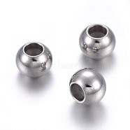 201 Stainless Steel Beads, with Rubber Inside, Slider Beads, Stopper Beads, Rondelle, Stainless Steel Color, 6x4.5mm, Hole: 1.5mm(STAS-O110-13P-A)