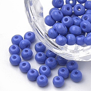6/0 Baking Paint Glass Seed Beads, Round, Royal Blue, 4~4.5x3mm, Hole: 1~1.2mm, about 4500pcs/bag, about 450g/bag(SEED-Q025-4mm-N08)
