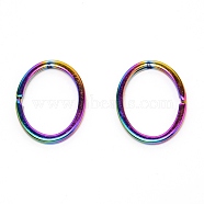 Iron Split Key Rings, Keychain Clasp Findings, Oval, Rainbow Color, 36.5x28x3mm, Inner Diameter: 30.5x22.5mm(IFIN-TAC0002-21)