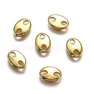 Brass Links, Oval, for Coffee Bean Chain Making, Real 18K Gold Plated, 10x7x1.5mm, Hole: 2mm(KK-O127-05G)