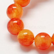 Two Tone Natural White Jade Bead Strands, Dyed, Round, Dark Orange, 10mm, Hole: 1mm, about 38pcs/strand, 14.9 inch(G-R165-10mm-02)