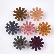 Flocky Acrylic Buttons, Shank Button, 1-Hole, Flower, Mixed Color, 23x10mm, Hole: 3.5mm(FIND-T046-17)