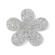 Acrylic Plastic Cabochons, Flower, Silver, 38x39.5x2.5mm, Hole: 2.5mm(OACR-R273-01E)