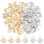 100Pcs 2 Styles 304 Stainless Steel Charms, Laser Cut, Scallop Shell Shape, Mixed Color, 7.5x5.5~6x0.5mm, Hole: 1mm, 50pcs/style(STAS-UN0056-37)