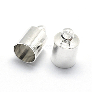 Brass Cord Ends, End Caps, Silver Color Plated, 8x4mm, Hole: 1mm, Inner Diameter: 3mm(X-KK-D219-8x4-S)