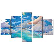 Printed Cloth Hanging Wall Decorations, for Home Decoration, Rectangle, Season Theme Pattern, 40x25cm, 5style/set(HJEW-WH0180-003)