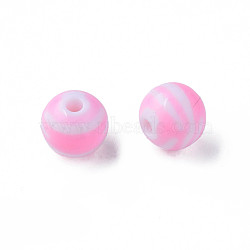 Opaque Striped Acrylic Beads, Round, Pearl Pink, 11.5x10.5mm, Hole: 2.5mm, about 549pcs/500g(MACR-S373-27A-05)