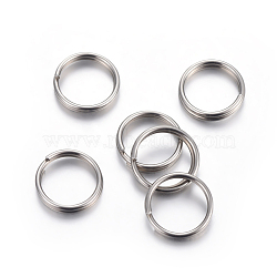 Tarnish Resistant 304 Stainless Steel Split Rings, Double Loops Jump Rings, Stainless Steel Color, 6x1.4mm, Inner Diameter: 5mm, Single Wire: 0.7mm(A-STAS-P223-22P-02)