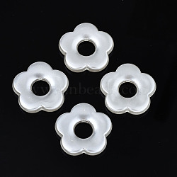 ABS Plastic Imitation Pearl Beads, Flower, Creamy White, 26x27x5mm, Hole: 1.8mm, about 240pcs/500g(OACR-N008-128)