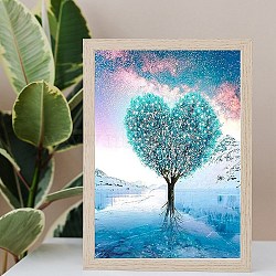 DIY Diamond Painting Kit, Including Acrylic Rhinestones Bag, Diamond Sticky Pen, Tray Plate, Glue Clay and Canvas, Heart, 400x300x0.3mm(AJEW-C037-01A)