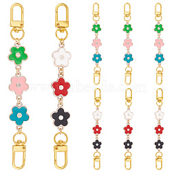 PandaHall Elite 8Pcs 2 Colors Flower Plastic Enamel Link Bag Strap Extenders, with Alloy Swivel Clasps, Purse Accessories, Mixed Color, 15cm, 4pcs/color(FIND-PH0010-60)