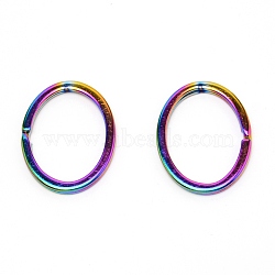 Iron Split Key Rings, Keychain Clasp Findings, Oval, Rainbow Color, 36.5x28x3mm, Inner Diameter: 30.5x22.5mm(IFIN-TAC0002-21)