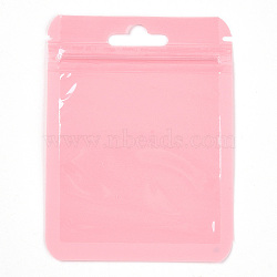 Rectangle Plastic Yin-Yang Zip Lock Bags, Resealable Packaging Bags, Self Seal Bag, Pearl Pink, 10x7.5x0.02cm, Unilateral Thickness: 2.5 Mil(0.065mm)(ABAG-A007-02A-03-01)