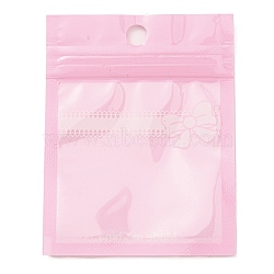Plastic Packaging Yinyang Zip Lock Bags, Bowknot Print Top Self Seal Pouches, Rectangle, Pink, 9x7x0.15cm, Unilateral Thickness: 2.5 Mil(0.065mm)(OPP-D003-03A)