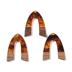 Resin & Wood Pendants, Arch Charms, Saddle Brown, 37.5x28.5x3.5mm, Hole: 2mm(WOOD-F015-16C)