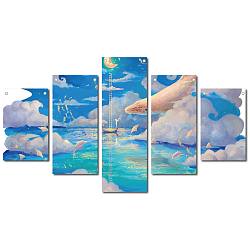 Printed Cloth Hanging Wall Decorations, for Home Decoration, Rectangle, Season Theme Pattern, 40x25cm, 5style/set(HJEW-WH0180-003)