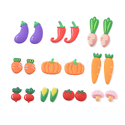 PVC Plastic Cabochons, Vegetables, Mixed Color, 20~60x13~36x3~5mm, about 40pcs/set(KY-X0008-04)