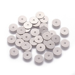 316 Surgical Stainless Steel Beads, Heishi Beads, Flat Round/Disc, Stainless Steel Color, 6x0.3mm, Hole: 1mm(X-STAS-I118-12P-03)