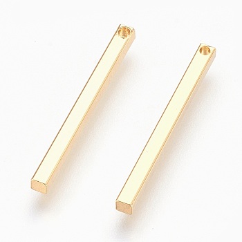 Brass Pendants, Lead Free & Cadmium Free & Nickel Free, Long-Lasting Plated, Rectangle, Golden, 25x2x2mm, Hole: 1.2mm