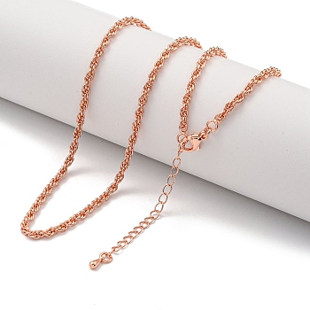 Brass Wheat Chain Necklaces for Women, Rose Gold, 19.72 inch(501mm)