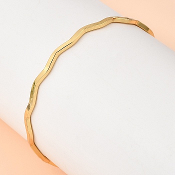 Twisted 304 Stainless Steel Bangles for Women, Golden, Inner Diameter: 2.44 inch(6.2cm)