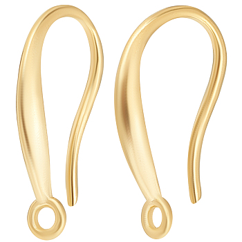 Beebeecraft 30Pcs Rack Plating Eco-friendly Brass Earring Hooks, with Vertical Loop, Lead Free & Cadmium Free, Real 24K Gold Plated, 16x2.5mm, Hole: 1.5mm, Pin: 1mm