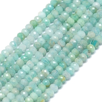 Natural Amazonite Beads Strands, Faceted, Rondelle, 2~2.5x2mm, Hole: 0.5mm, about 223~226pcs/strand, 14.96~15.16 inch(38~38.5cm)