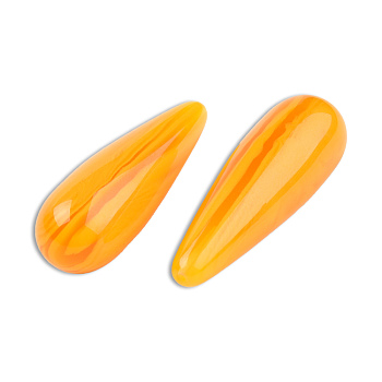 Resin Imitation Amber Beads, Half Drilled, Teardrop, Dark Orange, 30.5x10mm, Hole: 1~1.2mm