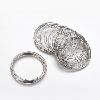 Steel Memory Wire,for Bracelet Making,Platinum,55mm,Wire : 0.6mm(22 Gauge),100 circles/Set
